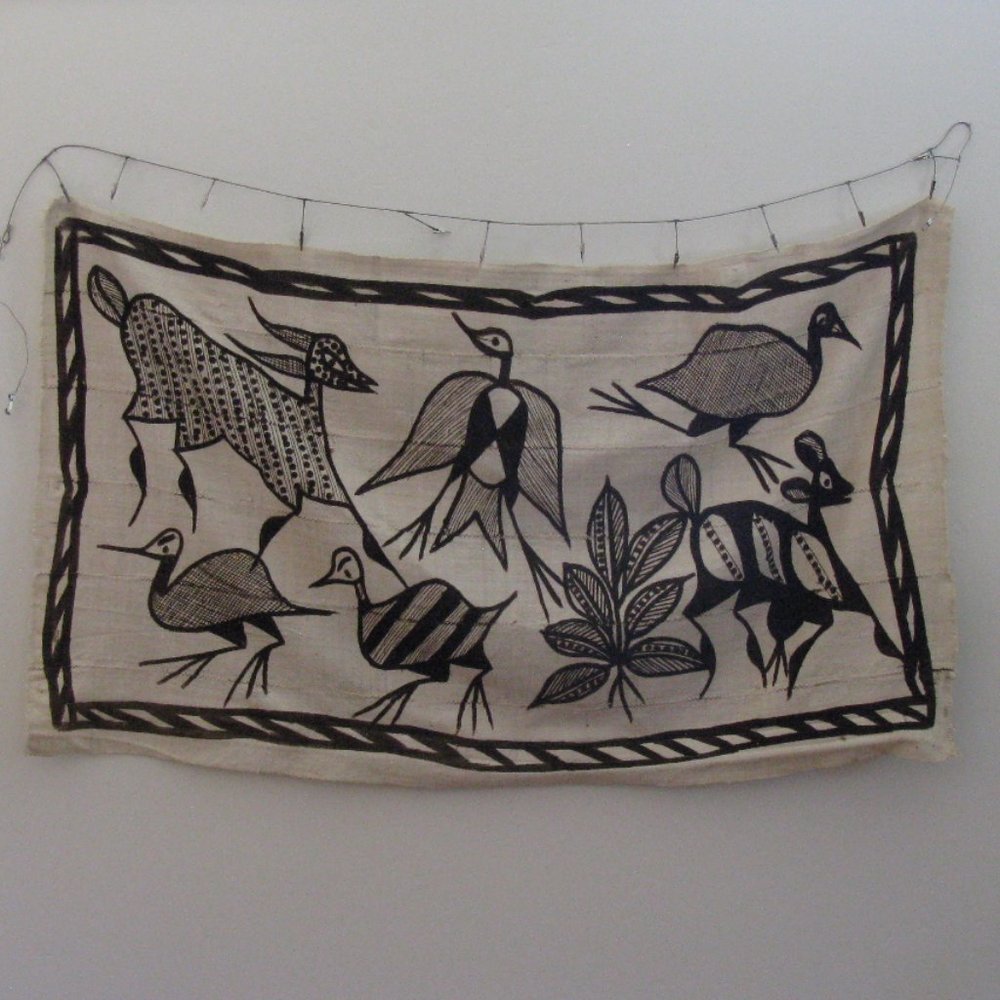 Vintage mudcloth Ivory Coast Korhogo Senufo  hand-woven textile 45" x 28"